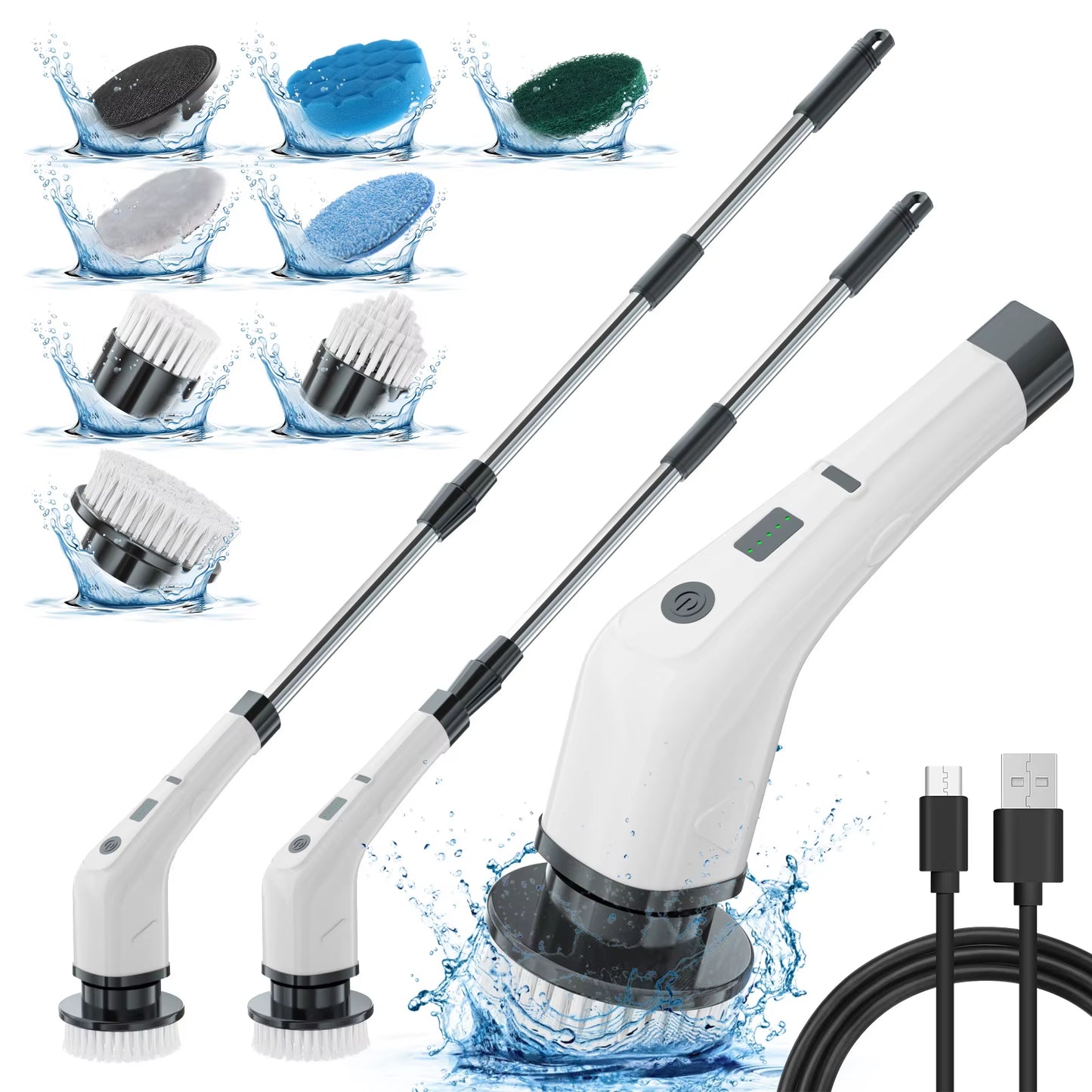 Electric Spin Scrubber, New Cordless Power Tub Scrubber with Long Handle for Cleaning Bathroom Tile Kitchen