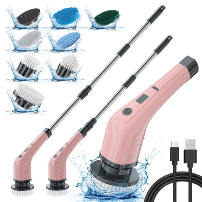 Electric Spin Scrubber, New Cordless Power Tub Scrubber with Long Handle for Cleaning Bathroom Tile Kitchen
