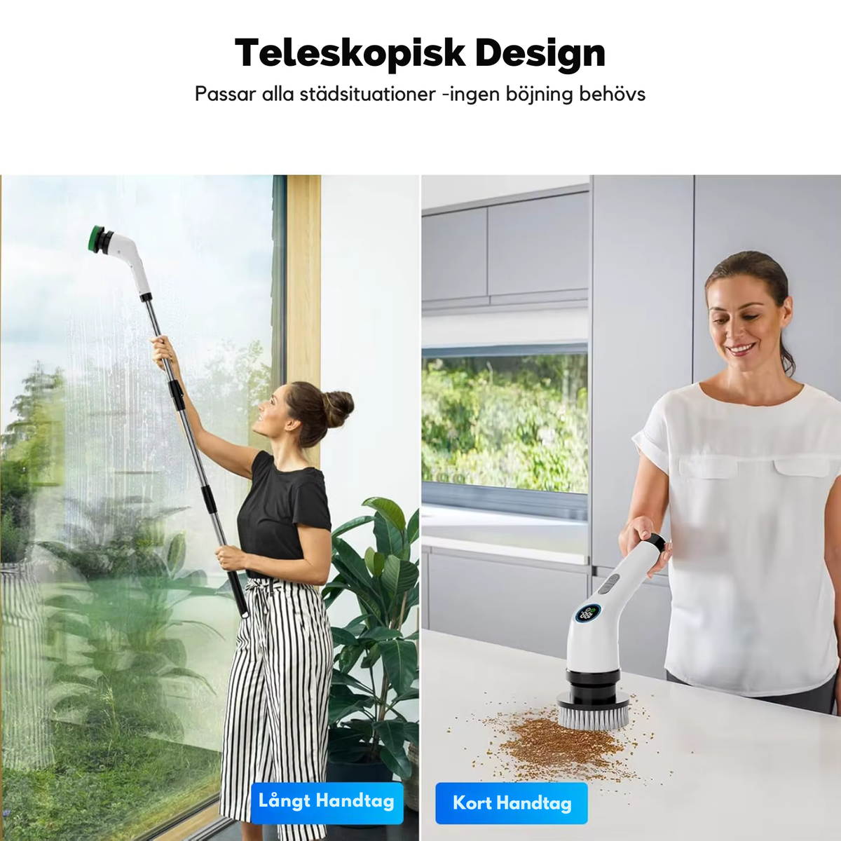 NordicClean™ Turbo Skrubb – Elektrisk rengöringsborste med långt teleskophandtag