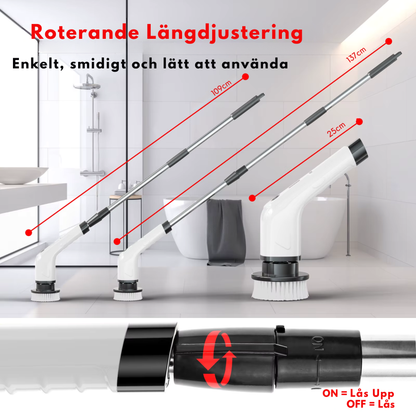 NordicClean™ Turbo Skrubb – Elektrisk rengöringsborste med långt teleskophandtag