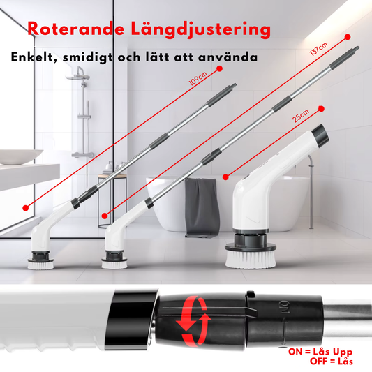 NordicClean™ Turbo Skrubb – Elektrisk rengöringsborste med långt teleskophandtag